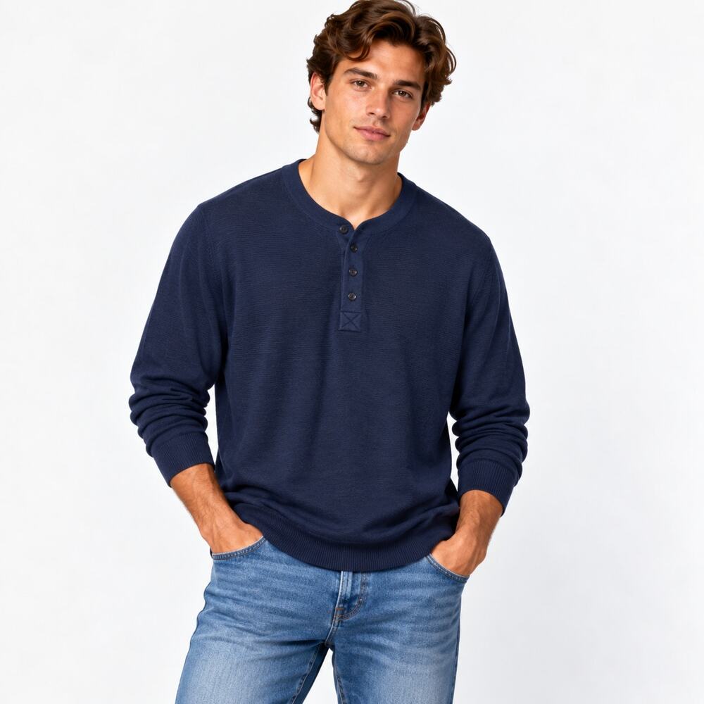 Bonobos 100% Extra Fine Merino Wool Sweaters Men's Size XL Slim Navy Ribbed Knit